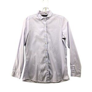 Zara Dress Shirt Womens S Long Sleeve Button Down Jewel Accent Light Blue